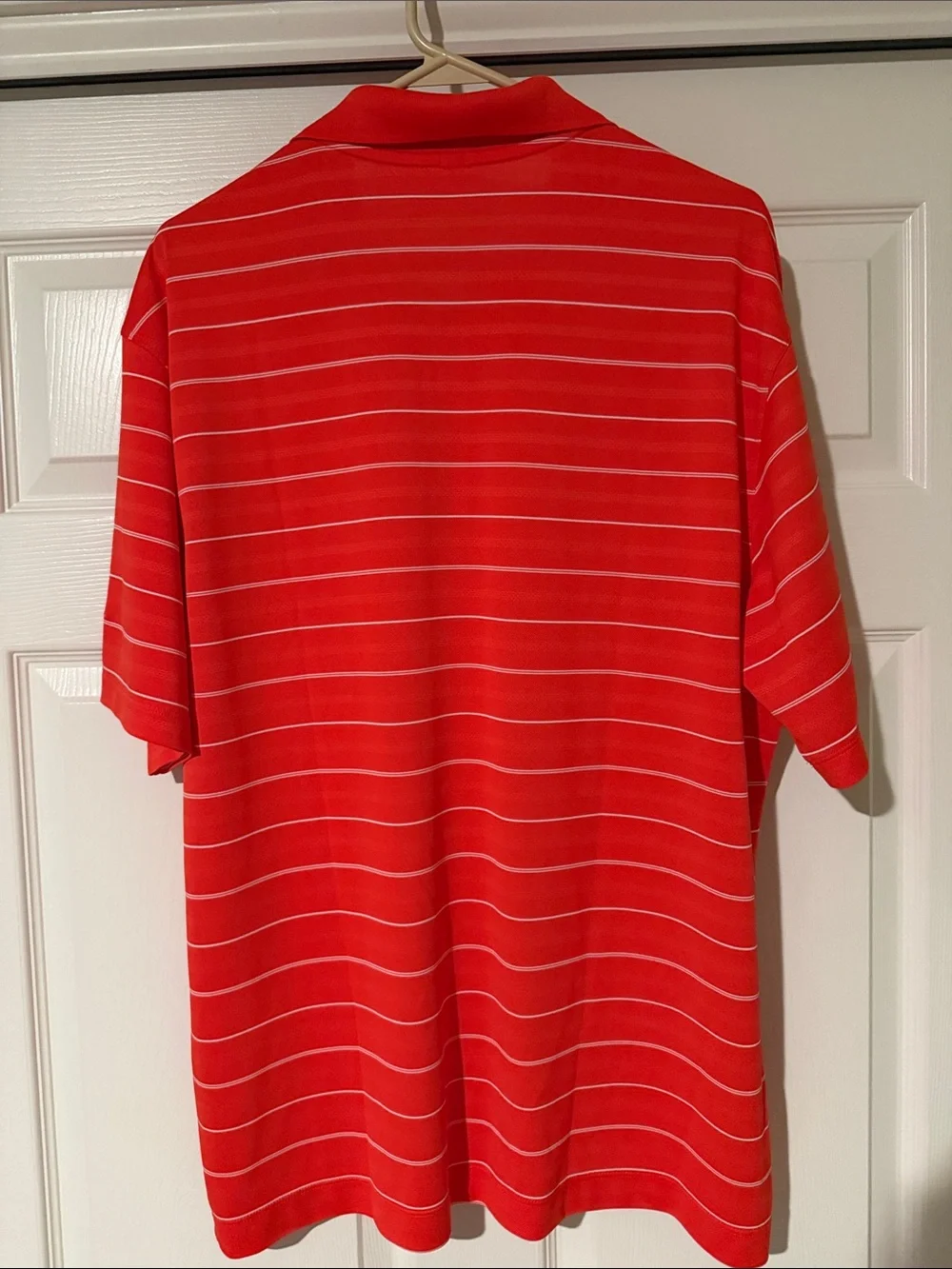 Nike Golf Orange Polo with Thin White Stripes